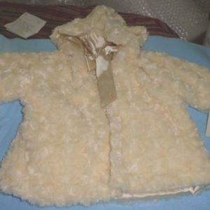 BABY THRO Ivory Polyester Hooded Coat SIZE 6-9 Mos